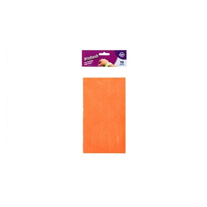 Dats Wristbands Orange 10 Pack Paper Event Wristbands Party Event ID Security Birthday Bright Colours