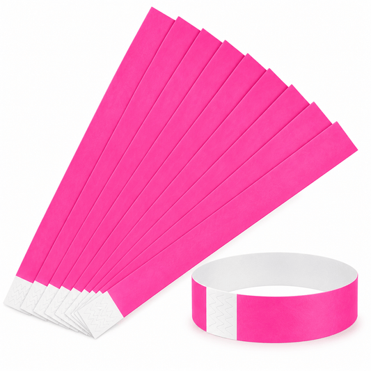 Dats Wristbands Pink 10 Pack Paper Event Wristbands Party Event ID Security Birthday Bright Colours