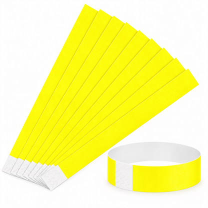 Dats Wristbands Yellow 10 Pack Paper Event Wristbands Party Event ID Security Birthday Bright Colours
