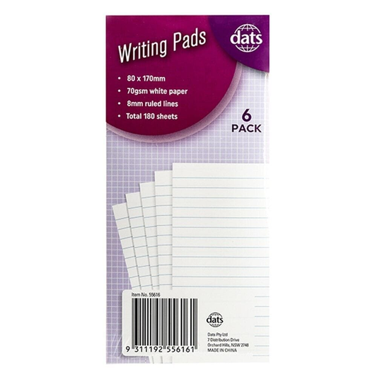 Dats Writing pads 180 Sheets Plain Writing Pad 17cm x8cm Paper Office Study Note Book Memo White