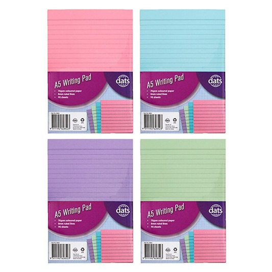 Dats Writing pads Writing Pads Note Flash Index Ruled Pad A5 Office School Ruled Lines 90pk