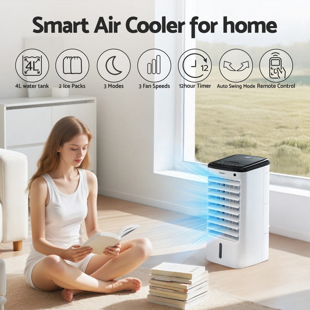 Devanti Appliances > Air Conditioners > Evaporative Coolers Devanti Evaporative Air Cooler Conditioner w/ Remote 4L