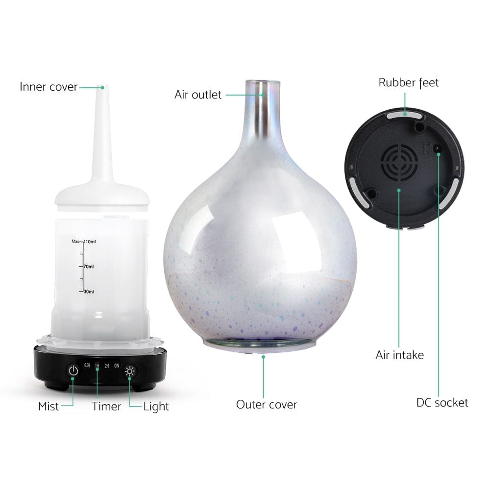 Devanti Appliances > Aroma Diffusers & Humidifiers > Aroma Diffusers Devanti Aroma Diffuser Aromatherapy 3D Glass 100ml