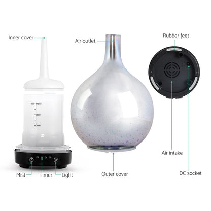 Devanti Appliances > Aroma Diffusers & Humidifiers > Aroma Diffusers Devanti Aroma Diffuser Aromatherapy 3D Glass 100ml