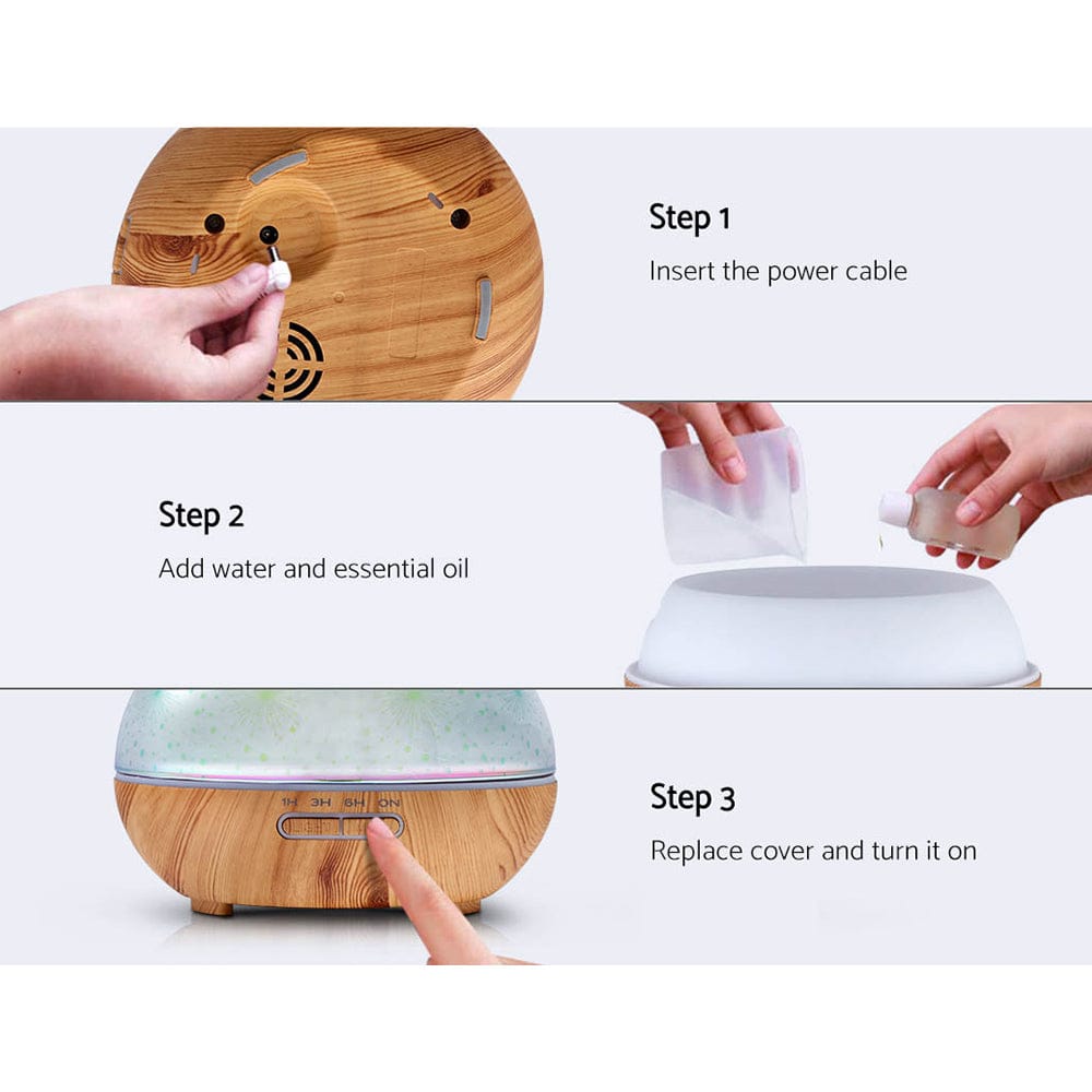 Devanti Appliances > Aroma Diffusers & Humidifiers > Aroma Diffusers Devanti Aroma Diffuser Aromatherapy 3D Glass 400ml