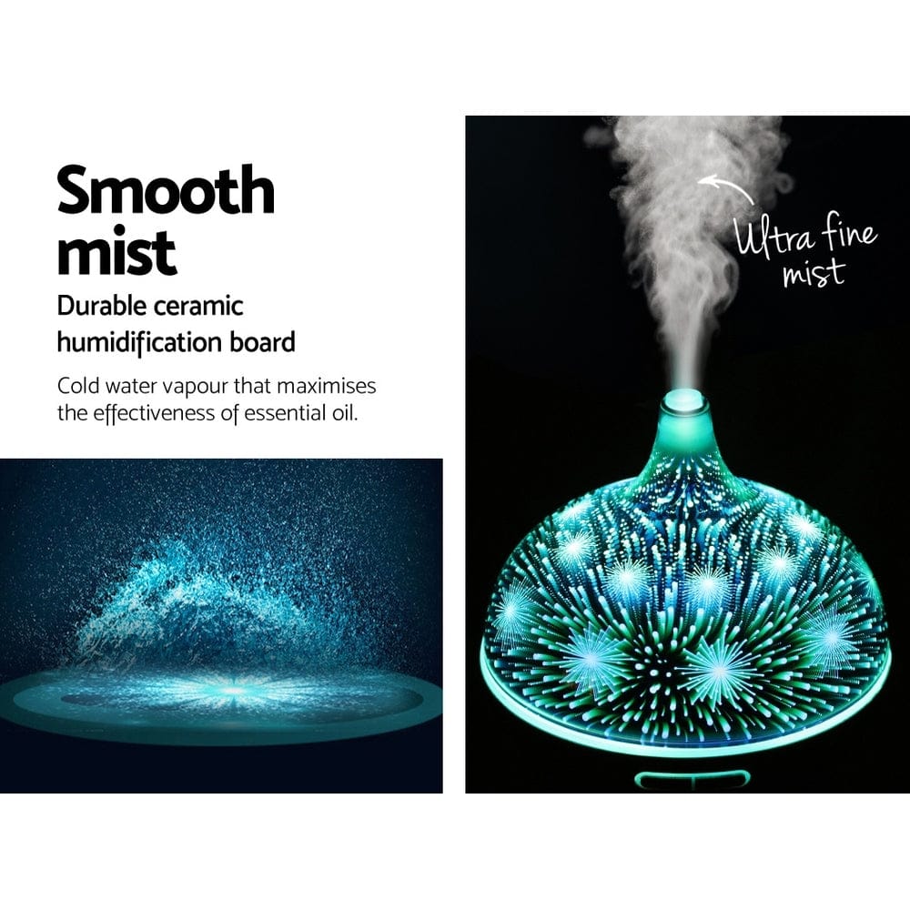 Devanti Appliances > Aroma Diffusers & Humidifiers > Aroma Diffusers Devanti Aroma Diffuser Aromatherapy 3D Glass 400ml
