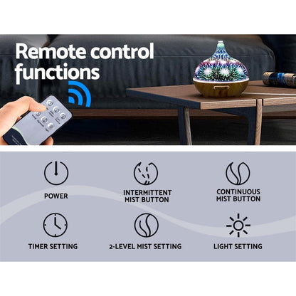 Devanti Appliances > Aroma Diffusers & Humidifiers > Aroma Diffusers Devanti Aroma Diffuser Aromatherapy 3D Glass 400ml