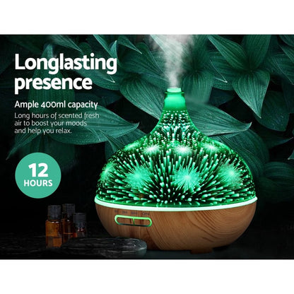 Devanti Appliances > Aroma Diffusers & Humidifiers > Aroma Diffusers Devanti Aroma Diffuser Aromatherapy 3D Glass 400ml