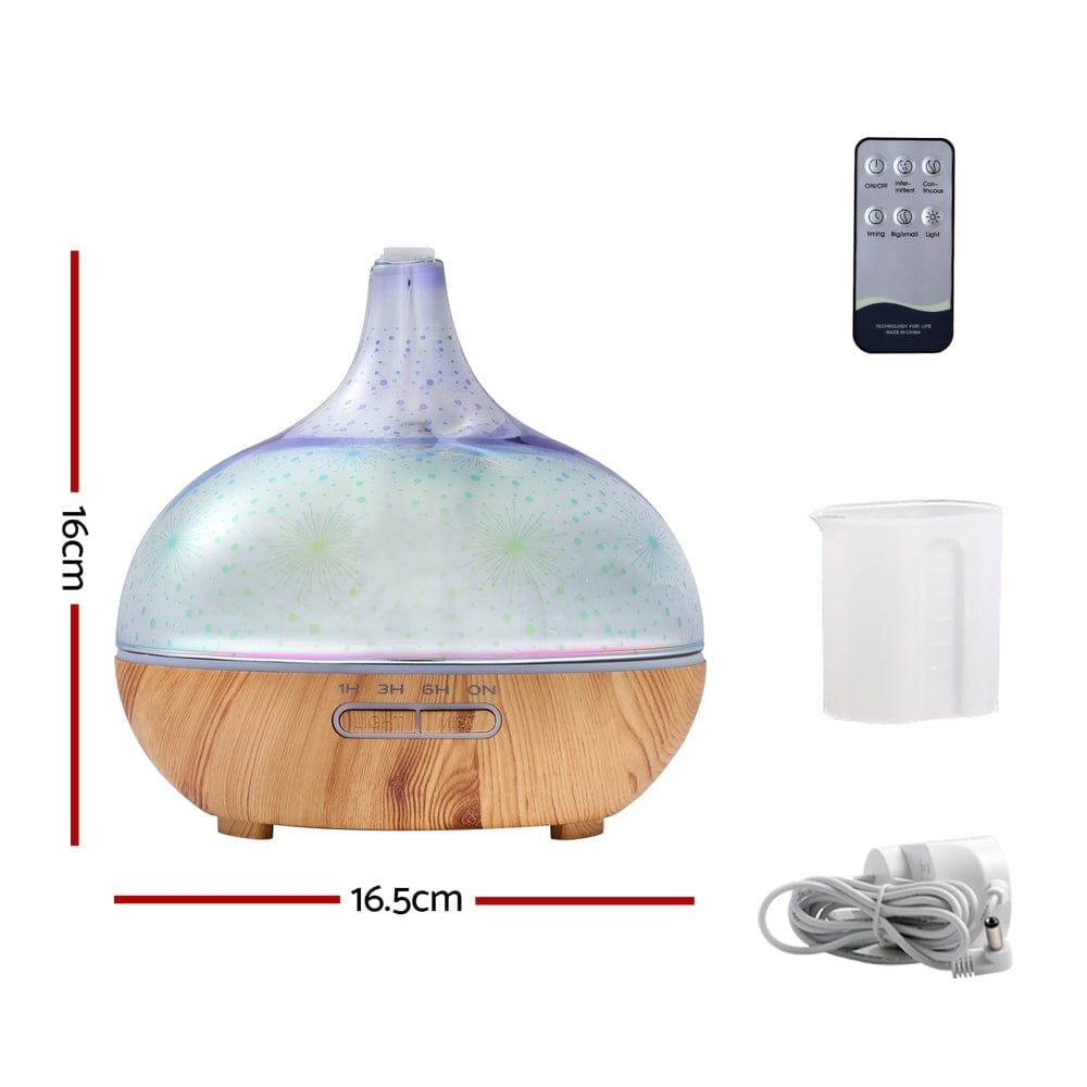 Devanti Appliances > Aroma Diffusers & Humidifiers > Aroma Diffusers Devanti Aroma Diffuser Aromatherapy 3D Glass 400ml