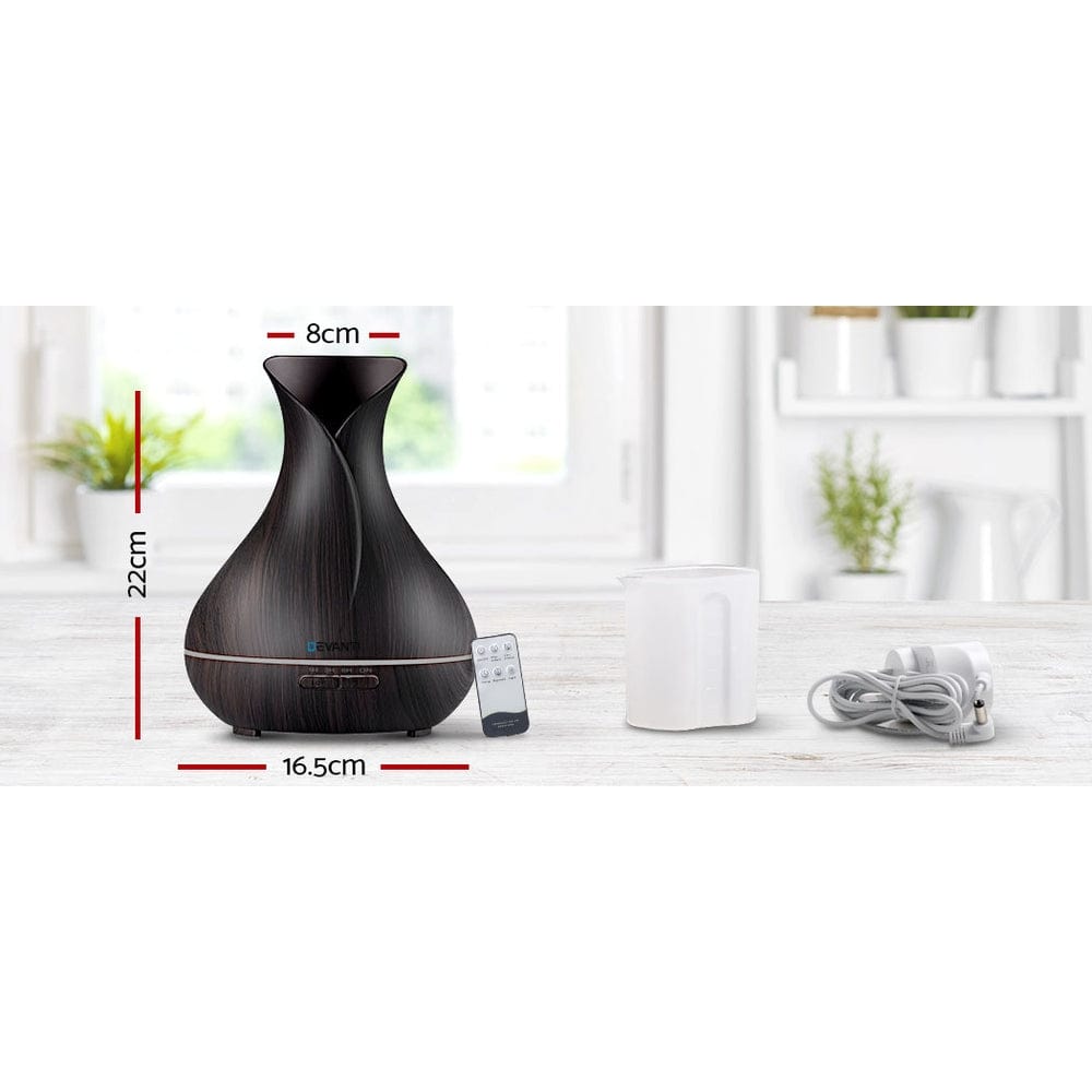 Devanti Appliances > Aroma Diffusers & Humidifiers > Aroma Diffusers Devanti Aroma Diffuser Aromatherapy Dark Wood 400ml