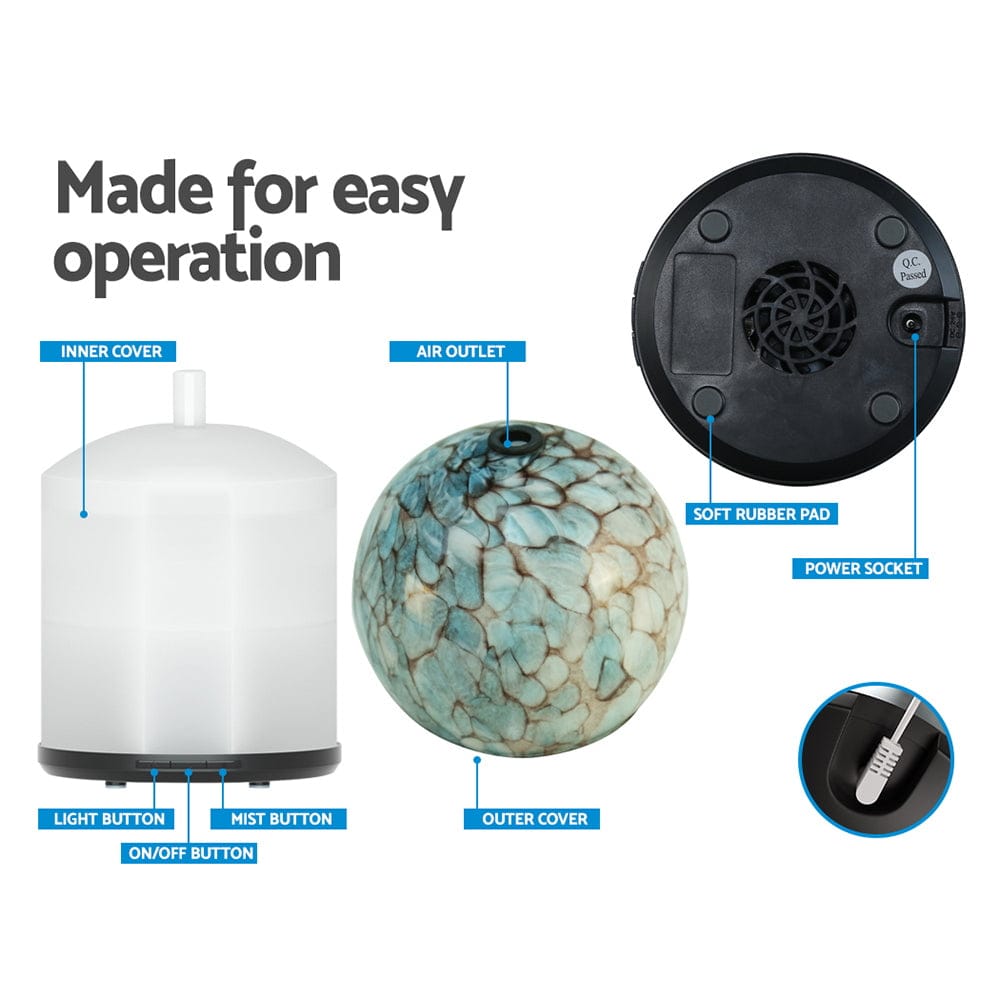Devanti Appliances > Aroma Diffusers & Humidifiers > Aroma Diffusers Devanti Aroma Diffuser Aromatherapy Glass 240ml