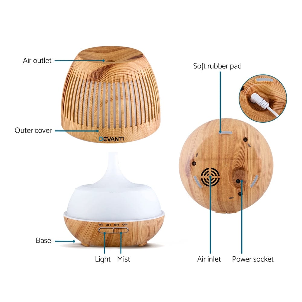 Devanti Appliances > Aroma Diffusers & Humidifiers > Aroma Diffusers Devanti Aroma Diffuser Aromatherapy Humidifier 400ml