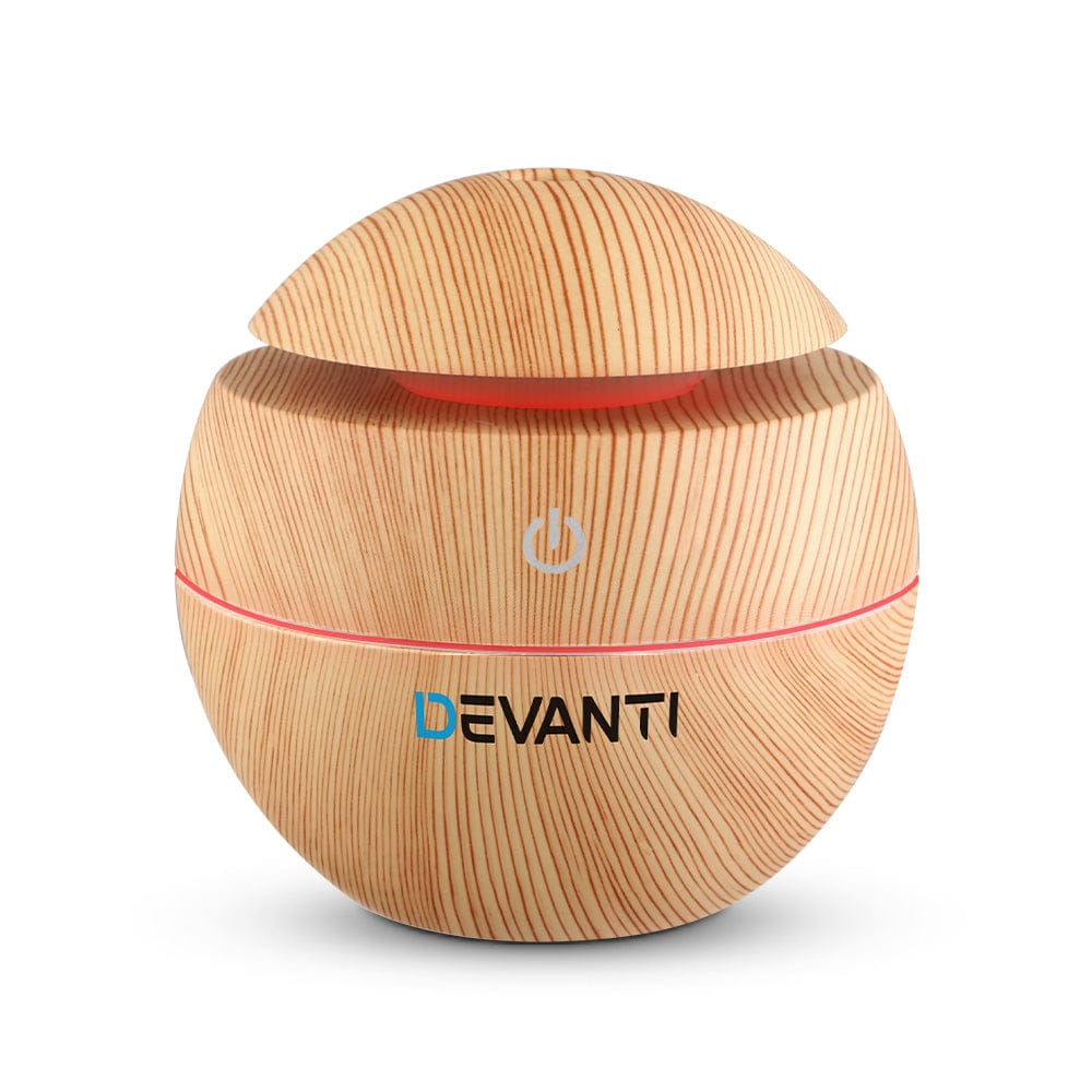 Devanti Appliances > Aroma Diffusers & Humidifiers > Aroma Diffusers Devanti Aroma Diffuser Aromatherapy Light Wood 130ml