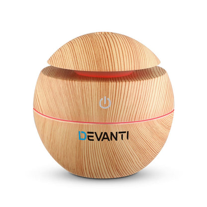 Devanti Appliances > Aroma Diffusers & Humidifiers > Aroma Diffusers Devanti Aroma Diffuser Aromatherapy Light Wood 130ml