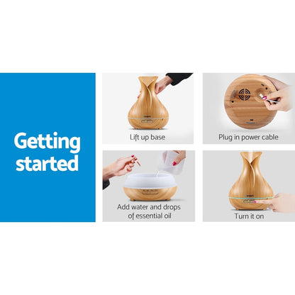 Devanti Appliances > Aroma Diffusers & Humidifiers > Aroma Diffusers Devanti Aroma Diffuser Aromatherapy Light Wood 400ml