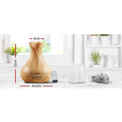 Devanti Appliances > Aroma Diffusers & Humidifiers > Aroma Diffusers Devanti Aroma Diffuser Aromatherapy Light Wood 400ml