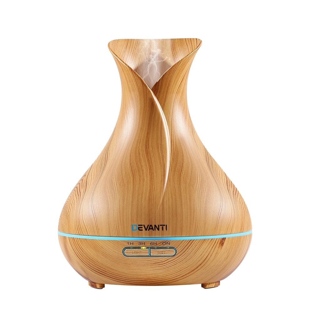 Devanti Appliances > Aroma Diffusers & Humidifiers > Aroma Diffusers Devanti Aroma Diffuser Aromatherapy Light Wood 400ml