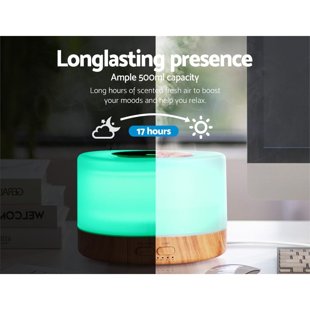 Devanti Appliances > Aroma Diffusers & Humidifiers > Aroma Diffusers Devanti Aroma Diffuser Aromatherapy Light Wood 500ml