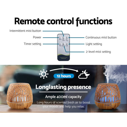 Devanti Appliances > Aroma Diffusers & Humidifiers > Aroma Diffusers Devanti Aroma Diffuser Aromatherapy Wood Grain 400ml