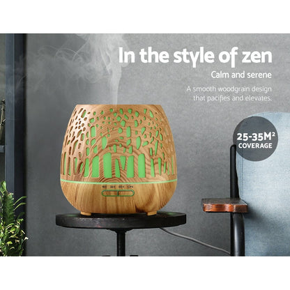 Devanti Appliances > Aroma Diffusers & Humidifiers > Aroma Diffusers Devanti Aroma Diffuser Aromatherapy Wood Grain 400ml