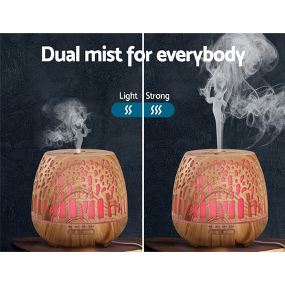 Devanti Appliances > Aroma Diffusers & Humidifiers > Aroma Diffusers Devanti Aroma Diffuser Aromatherapy Wood Grain 400ml