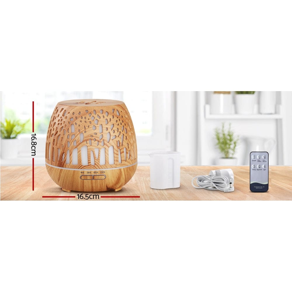 Devanti Appliances > Aroma Diffusers & Humidifiers > Aroma Diffusers Devanti Aroma Diffuser Aromatherapy Wood Grain 400ml