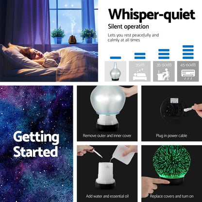 Devanti Appliances > Aroma Diffusers & Humidifiers > Aroma Diffusers Devanti Ultrasonic Aroma Aromatherapy Diffuser 3D Light Oil Firework Humidifier