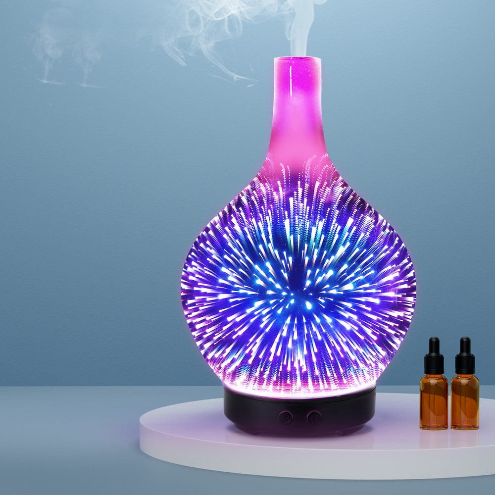 Devanti Appliances > Aroma Diffusers & Humidifiers > Aroma Diffusers Devanti Ultrasonic Aroma Aromatherapy Diffuser 3D Light Oil Firework Humidifier