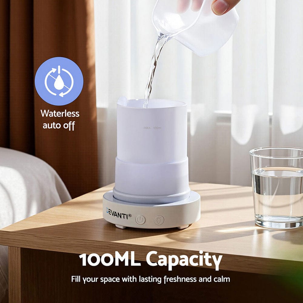 Devanti Appliances > Aroma Diffusers & Humidifiers > Aroma Diffusers Devanti Ultrasonic Aroma Diffuser Aromatherapy 100ml LED Lights Iron Humidifier Forest