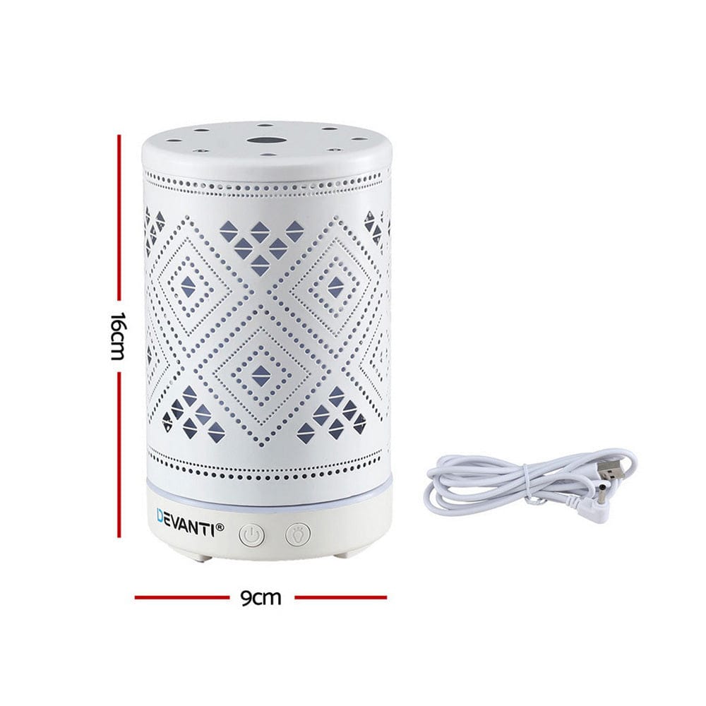Devanti Appliances > Aroma Diffusers & Humidifiers > Aroma Diffusers Devanti Ultrasonic Aroma Diffuser Aromatherapy 100ml LED Lights Iron Humidifier Forest