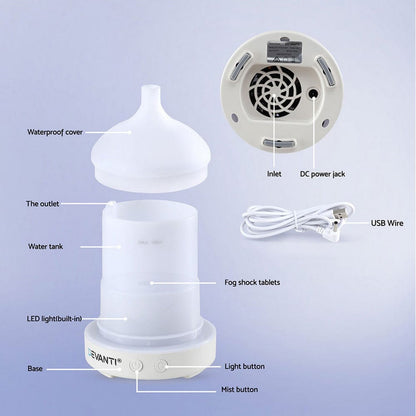 Devanti Appliances > Aroma Diffusers & Humidifiers > Aroma Diffusers Devanti Ultrasonic Aroma Diffuser Aromatherapy 100ml LED Lights Iron Humidifier Forest