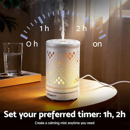 Devanti Appliances > Aroma Diffusers & Humidifiers > Aroma Diffusers Devanti Ultrasonic Aroma Diffuser Aromatherapy 100ml LED Lights Iron Humidifier Forest