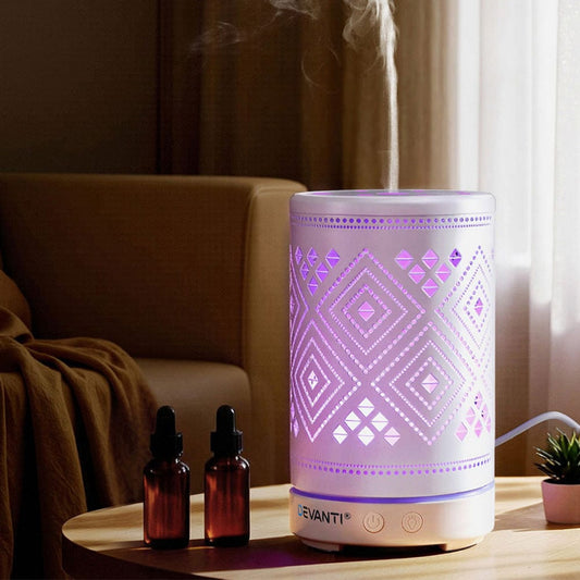 Devanti Appliances > Aroma Diffusers & Humidifiers > Aroma Diffusers Devanti Ultrasonic Aroma Diffuser Aromatherapy 100ml LED Lights Iron Humidifier Forest