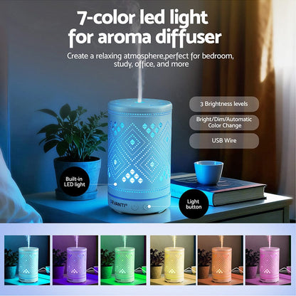 Devanti Appliances > Aroma Diffusers & Humidifiers > Aroma Diffusers Devanti Ultrasonic Aroma Diffuser Aromatherapy 100ml LED Lights Iron Humidifier Forest