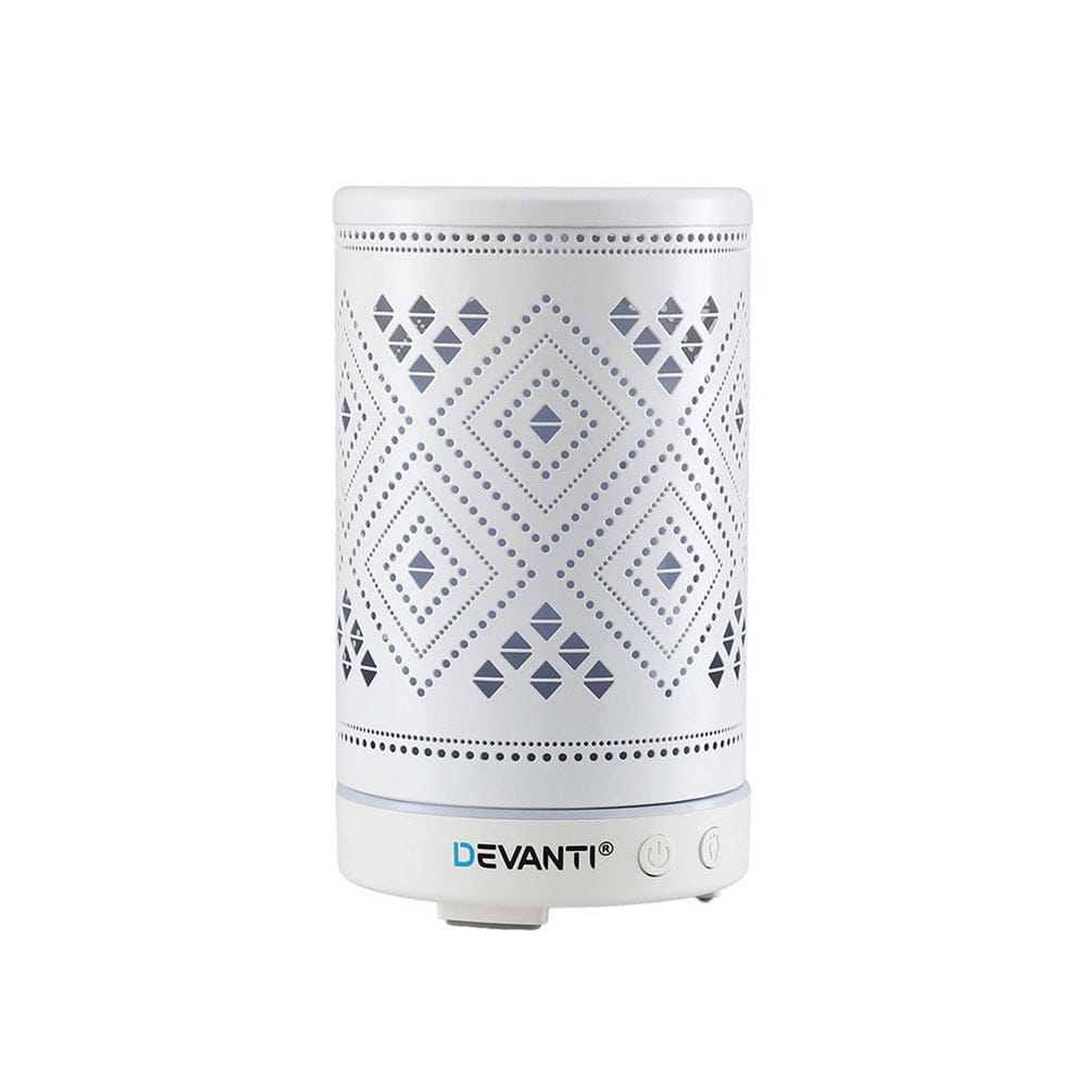 Devanti Appliances > Aroma Diffusers & Humidifiers > Aroma Diffusers Devanti Ultrasonic Aroma Diffuser Aromatherapy 100ml LED Lights Iron Humidifier Forest