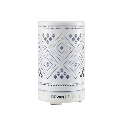 Devanti Appliances > Aroma Diffusers & Humidifiers > Aroma Diffusers Devanti Ultrasonic Aroma Diffuser Aromatherapy 100ml LED Lights Iron Humidifier Forest