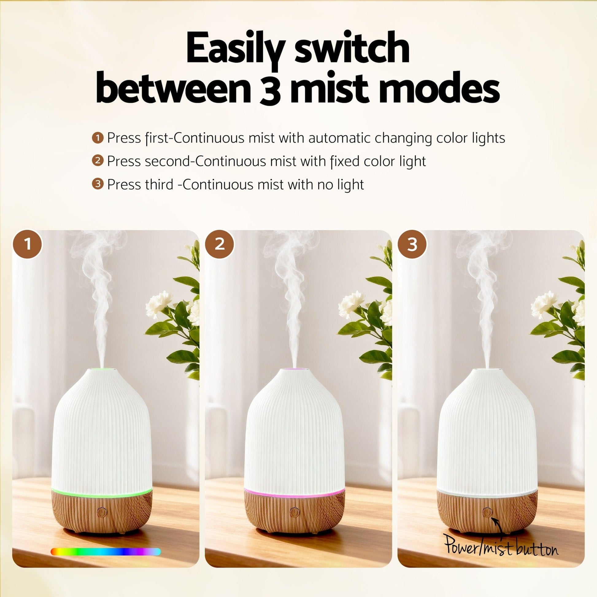 Devanti Appliances > Aroma Diffusers & Humidifiers > Aroma Diffusers Devanti Ultrasonic Aroma Diffuser Aromatherapy 100ml LED Lights Iron Humidifier Forest