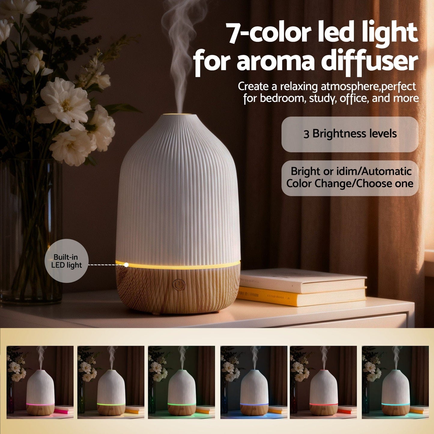 Devanti Appliances > Aroma Diffusers & Humidifiers > Aroma Diffusers Devanti Ultrasonic Aroma Diffuser Aromatherapy 100ml LED Lights Iron Humidifier Forest