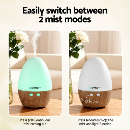 Devanti Appliances > Aroma Diffusers & Humidifiers > Aroma Diffusers Devanti Ultrasonic Aroma Diffuser Aromatherapy 130ml LED Lights Iron Humidifier Forest