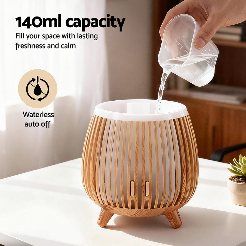 Devanti Appliances > Aroma Diffusers & Humidifiers > Aroma Diffusers Devanti Ultrasonic Aroma Diffuser Aromatherapy 140ml LED Lights Iron Humidifier Forest Deep Wood