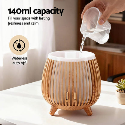 Devanti Appliances > Aroma Diffusers & Humidifiers > Aroma Diffusers Devanti Ultrasonic Aroma Diffuser Aromatherapy 140ml LED Lights Iron Humidifier Forest Deep Wood