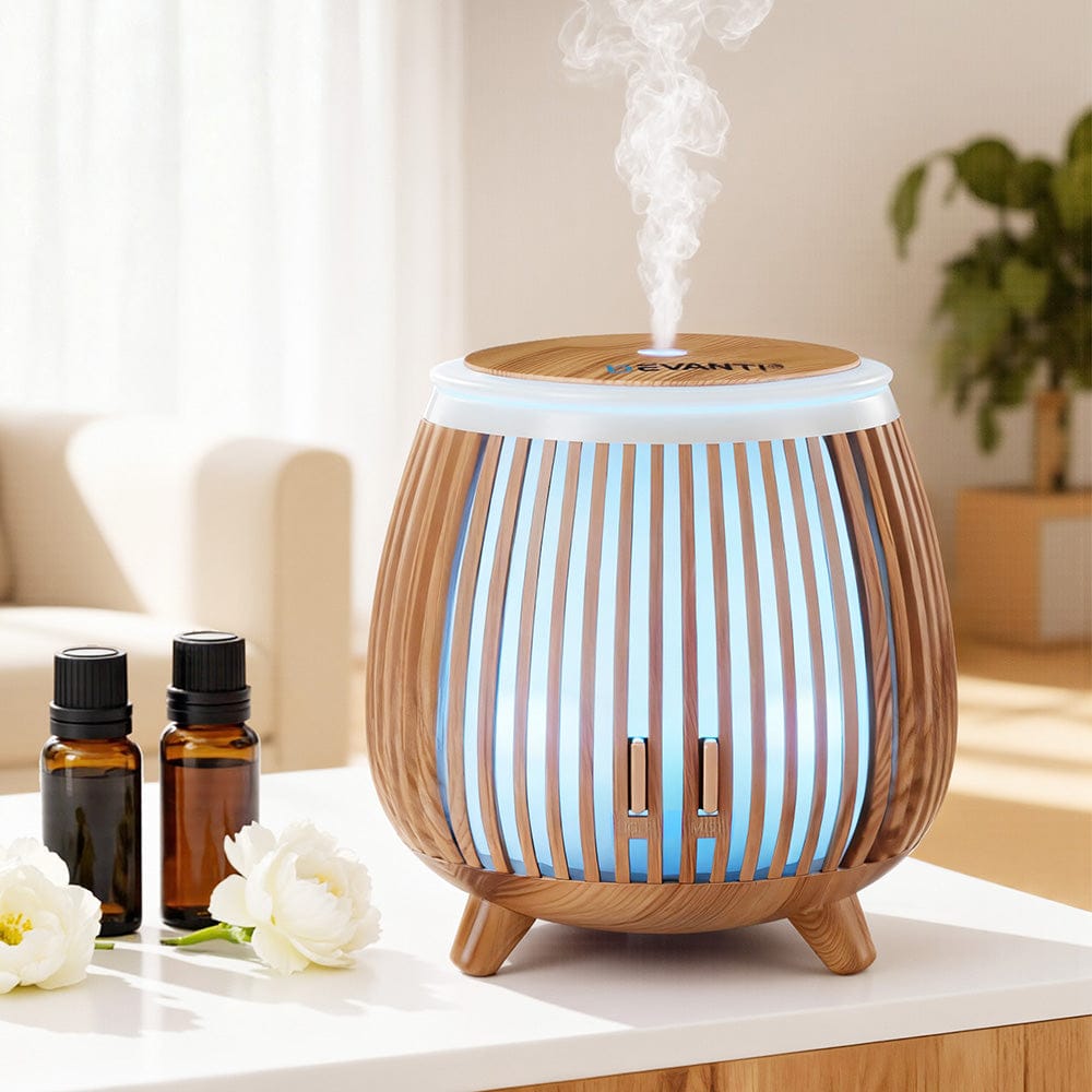 Devanti Appliances > Aroma Diffusers & Humidifiers > Aroma Diffusers Devanti Ultrasonic Aroma Diffuser Aromatherapy 140ml LED Lights Iron Humidifier Forest Deep Wood