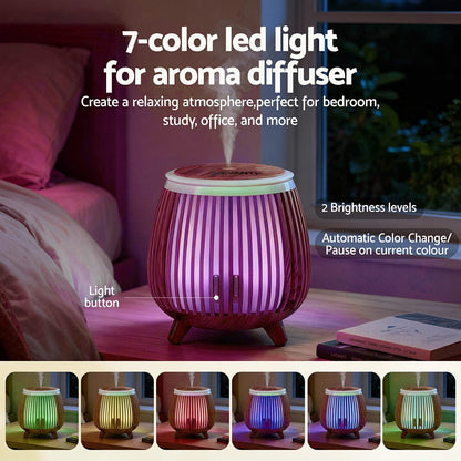 Devanti Appliances > Aroma Diffusers & Humidifiers > Aroma Diffusers Devanti Ultrasonic Aroma Diffuser Aromatherapy 140ml LED Lights Iron Humidifier Forest Deep Wood