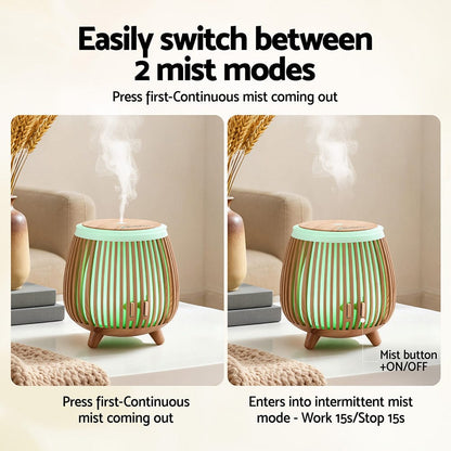 Devanti Appliances > Aroma Diffusers & Humidifiers > Aroma Diffusers Devanti Ultrasonic Aroma Diffuser Aromatherapy 140ml LED Lights Iron Humidifier Forest Deep Wood