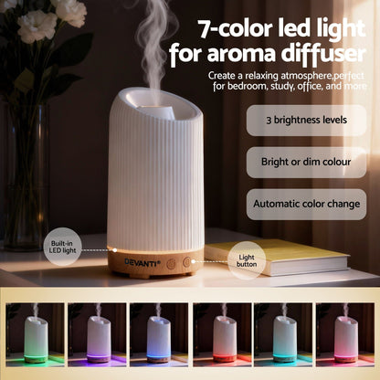 Devanti Appliances > Aroma Diffusers & Humidifiers > Aroma Diffusers Devanti Ultrasonic Aroma Diffuser Aromatherapy 200ml LED Lights Iron Humidifier Forest