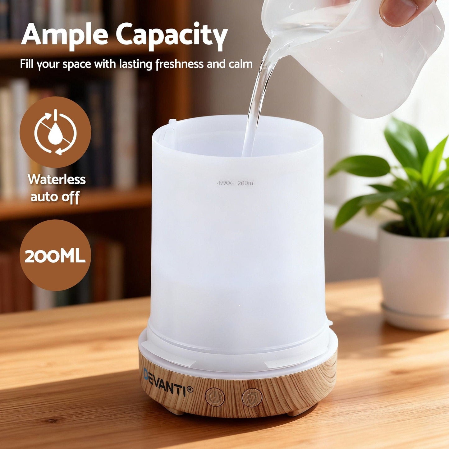 Devanti Appliances > Aroma Diffusers & Humidifiers > Aroma Diffusers Devanti Ultrasonic Aroma Diffuser Aromatherapy 200ml LED Lights Iron Humidifier Forest