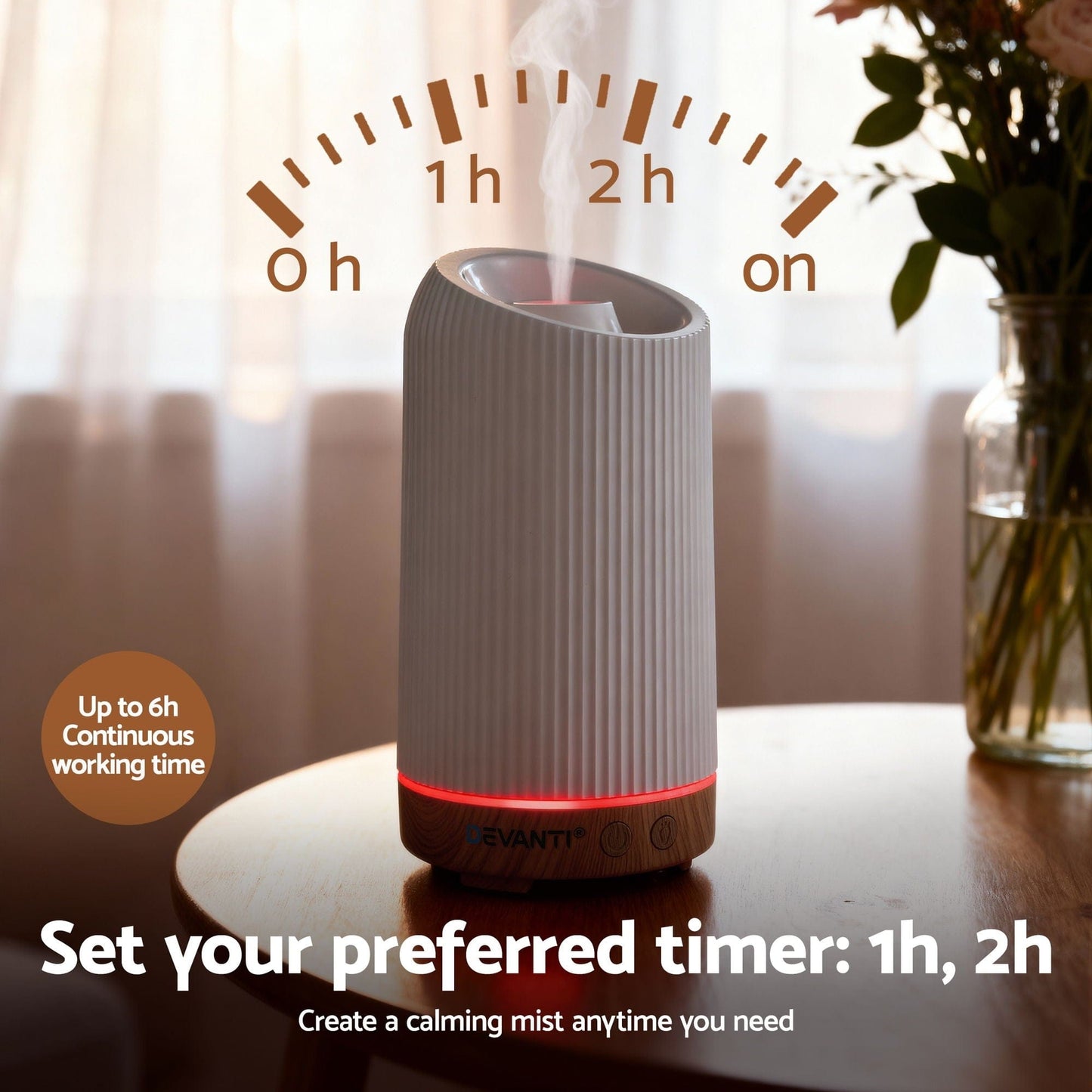Devanti Appliances > Aroma Diffusers & Humidifiers > Aroma Diffusers Devanti Ultrasonic Aroma Diffuser Aromatherapy 200ml LED Lights Iron Humidifier Forest