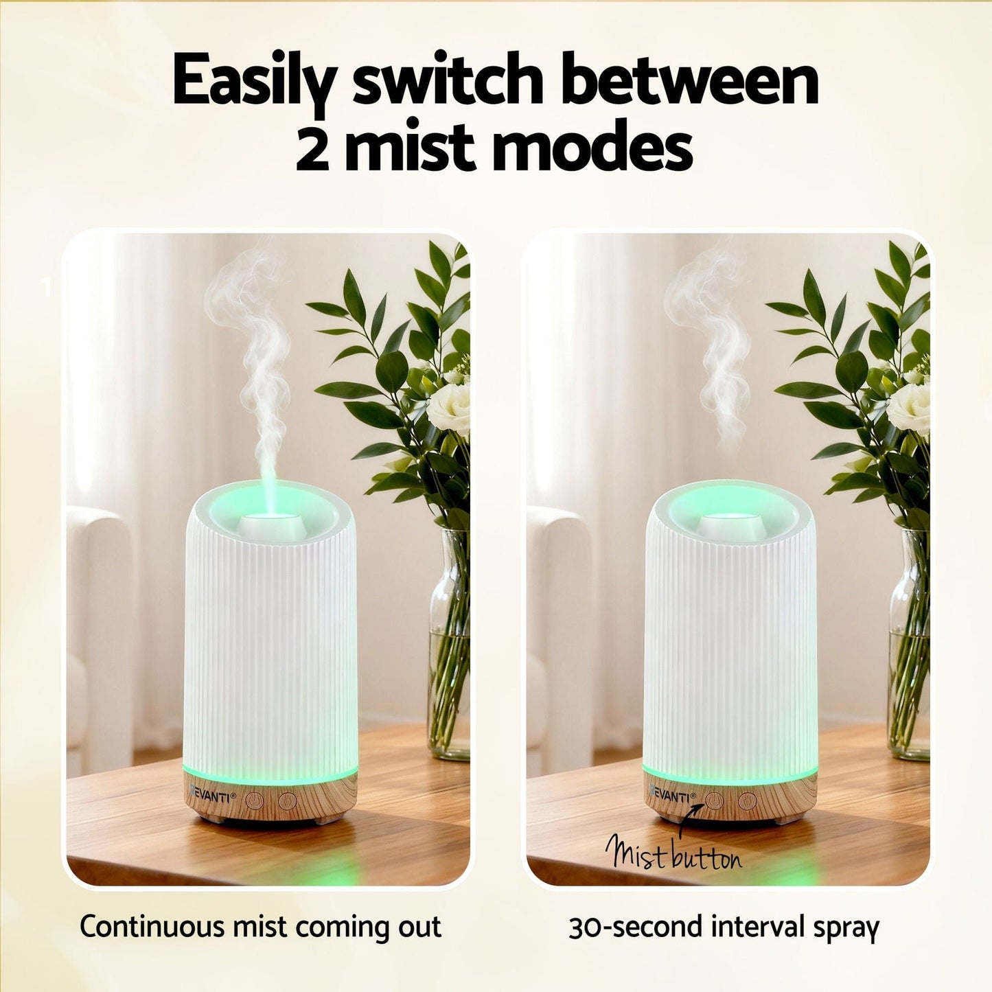 Devanti Appliances > Aroma Diffusers & Humidifiers > Aroma Diffusers Devanti Ultrasonic Aroma Diffuser Aromatherapy 200ml LED Lights Iron Humidifier Forest