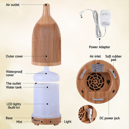 Devanti Appliances > Aroma Diffusers & Humidifiers > Aroma Diffusers Devanti Ultrasonic Aroma Diffuser Aromatherapy 200ml LED Lights Iron Humidifier Forest Light wood grain