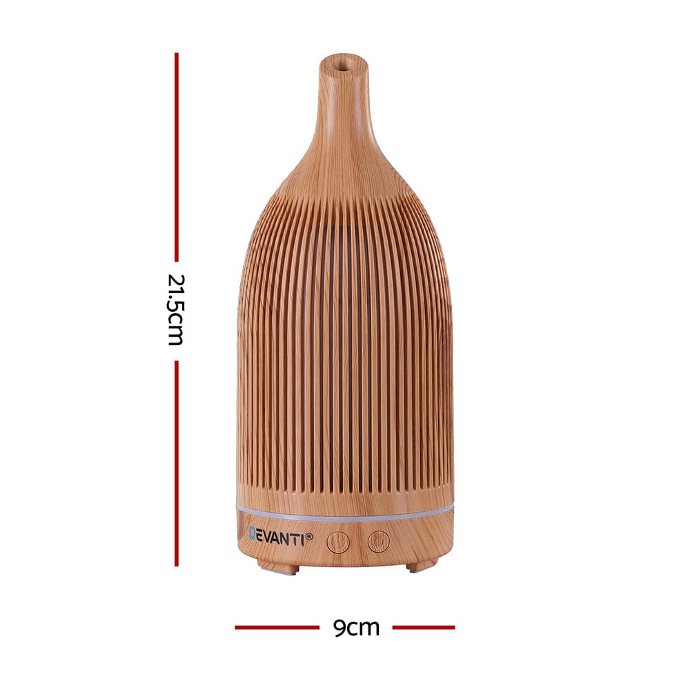 Devanti Appliances > Aroma Diffusers & Humidifiers > Aroma Diffusers Devanti Ultrasonic Aroma Diffuser Aromatherapy 200ml LED Lights Iron Humidifier Forest Light wood grain